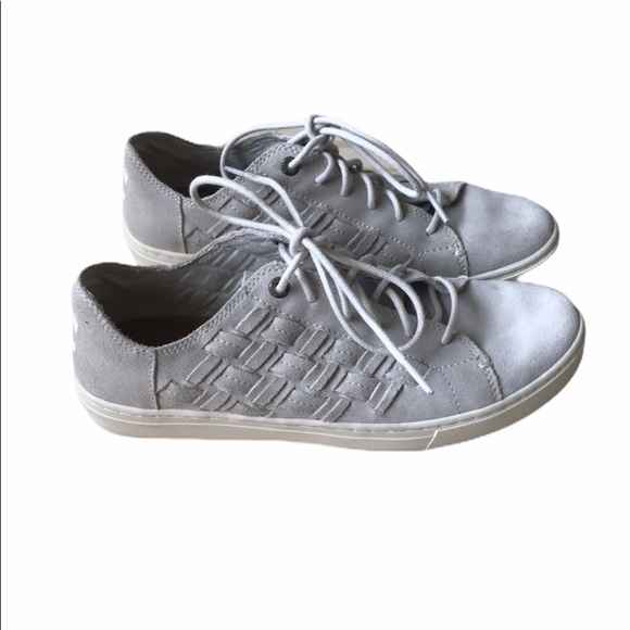 Toms Shoes - TOMS Grey Woven Lennox Suede Basketweave Sneakers